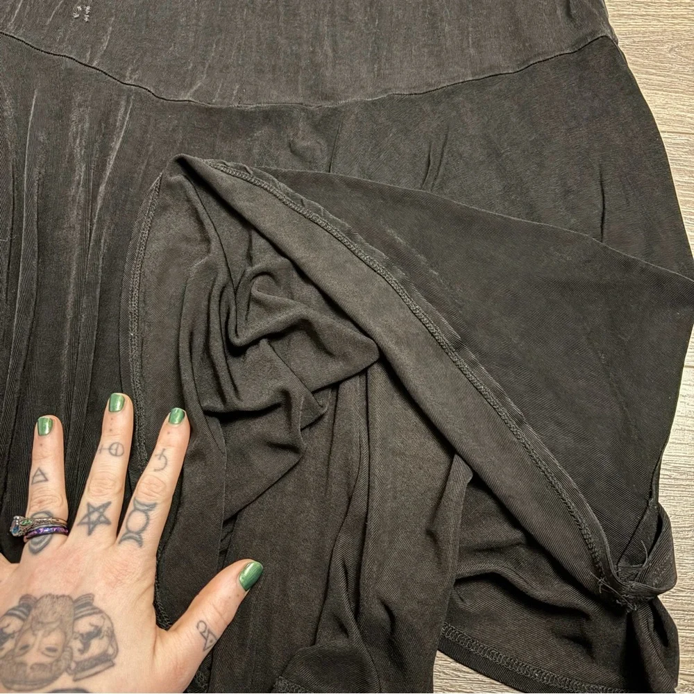 90s Vintage Coldwater Creek Acetate Drop Waist Ruffle Maxi Skirt (Black) Size 1X